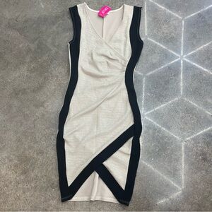 A’GACI Women’s Bodycon Dress Sexy Tan Black Shimmer Stretch Small NWT